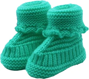 Baby Booties Newborn First Walkers Cozy Shoes Warm Hand Knit Soft Booties for Infant Boy Girl Non Slip Crib Shoes