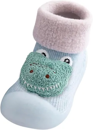 Baby Boy Girls Infant First-Walking Training Shoes Rubber Sole Non-?kid Slipper Floor Sneaker House Shoes Socks