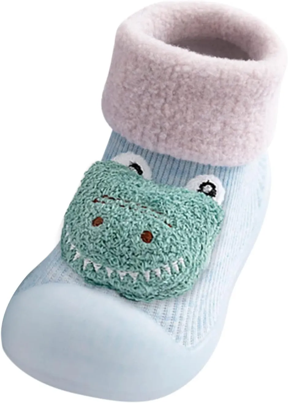 Baby Boy Girls Infant First-Walking Training Shoes Rubber Sole Non-?kid Slipper Floor Sneaker House Shoes Socks