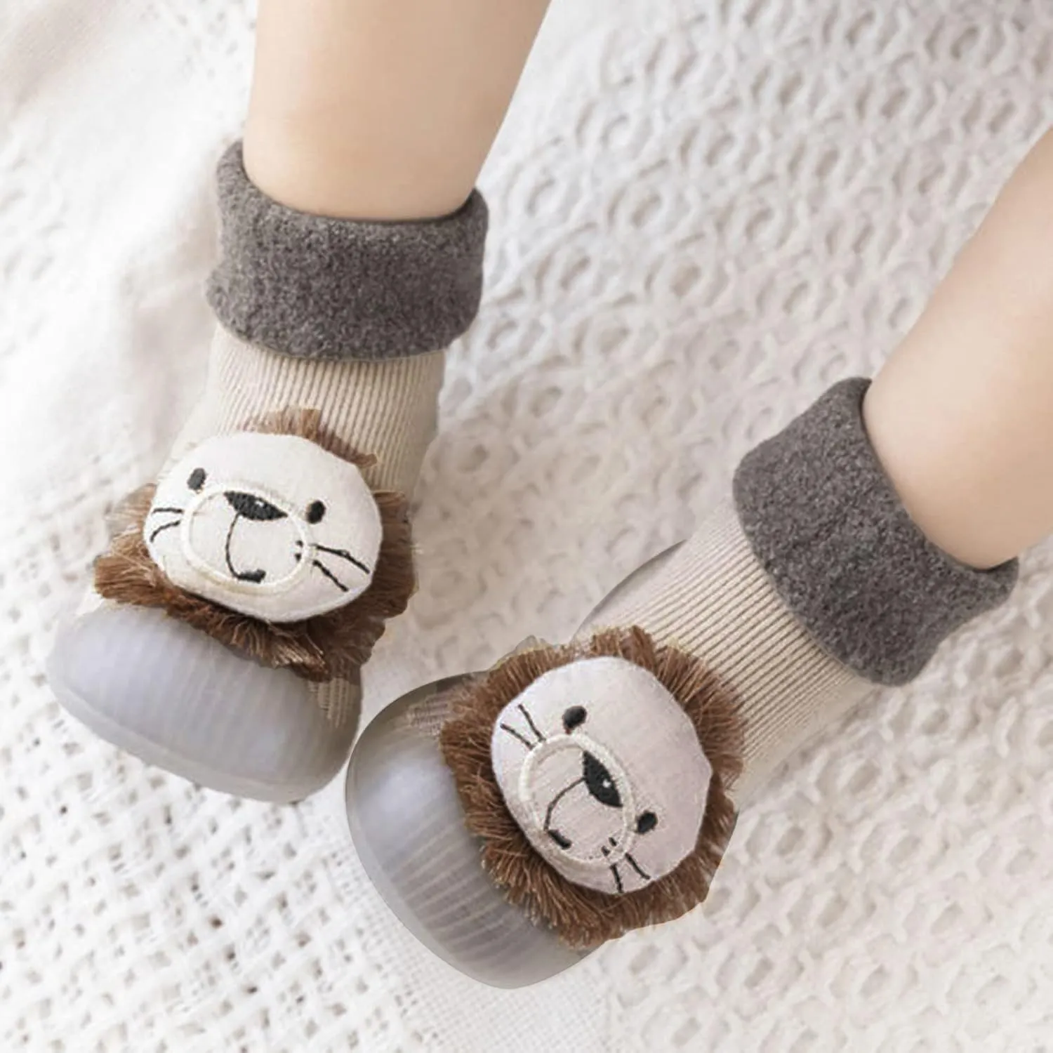 Baby Boy Girls Infant First-Walking Training Shoes Rubber Sole Non-?kid Slipper Floor Sneaker House Shoes Socks