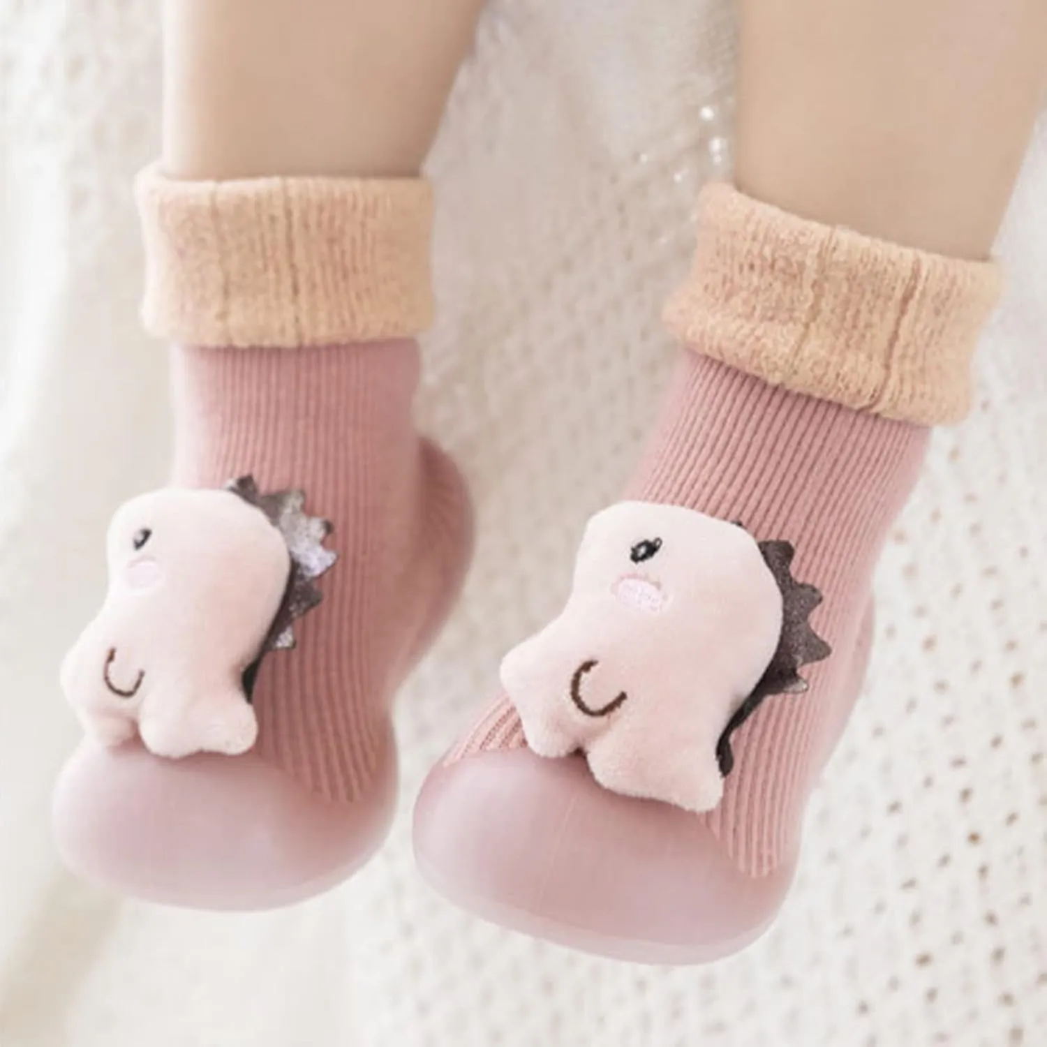 Baby Boy Girls Infant First-Walking Training Shoes Rubber Sole Non-?kid Slipper Floor Sneaker House Shoes Socks