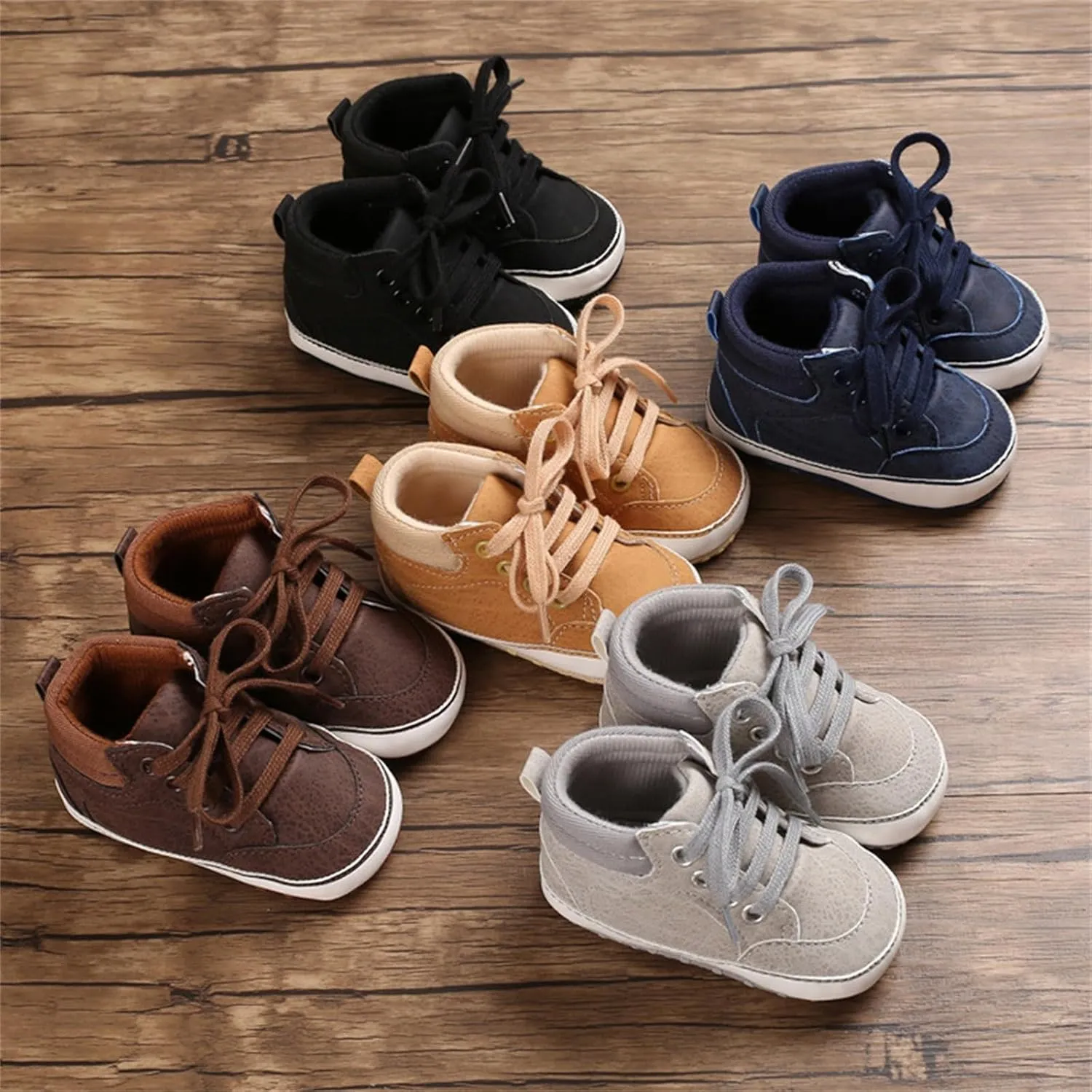 Baby Boys Girls High Top Ankle Sneakers Soft Rubber Sole Infant Casual Crib Shoes Toddler First Walking Shoes