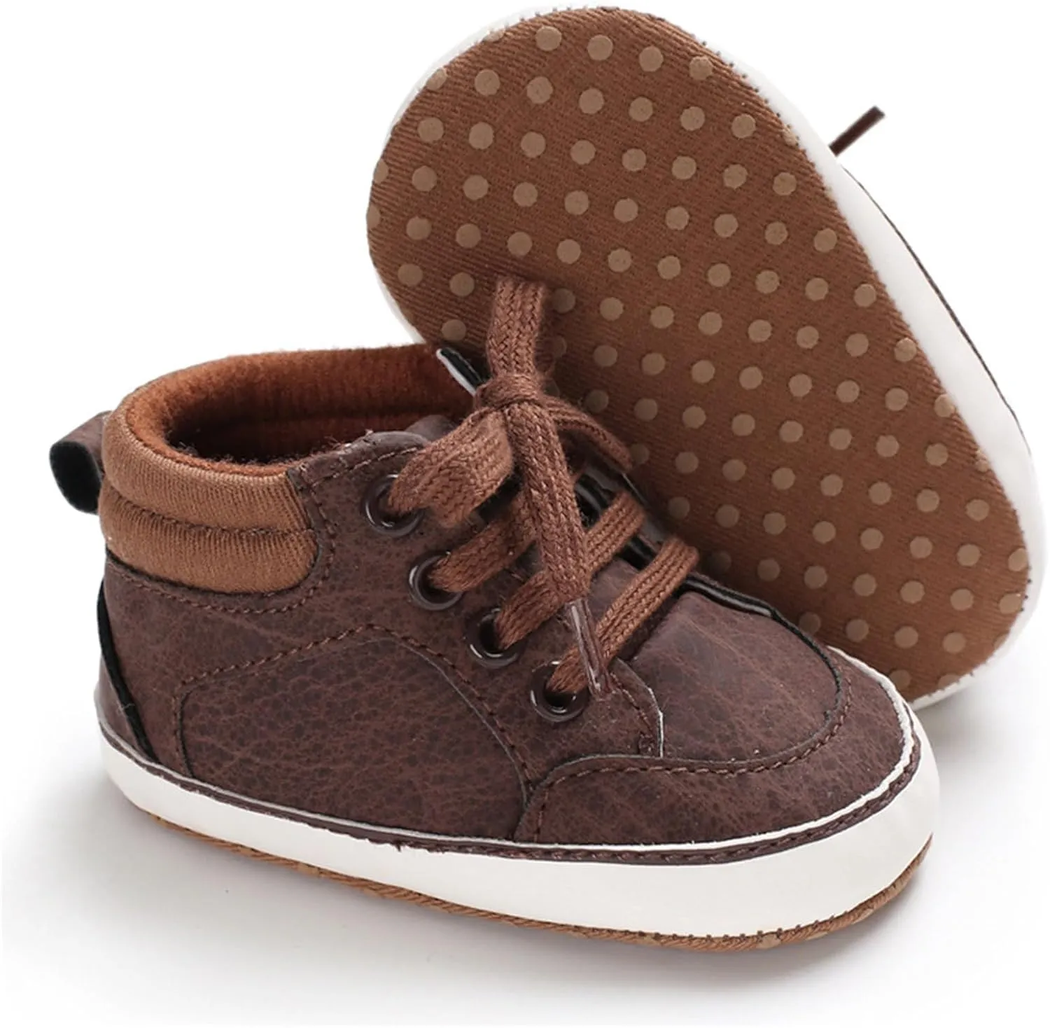 Baby Boys Girls High Top Ankle Sneakers Soft Rubber Sole Infant Casual Crib Shoes Toddler First Walking Shoes