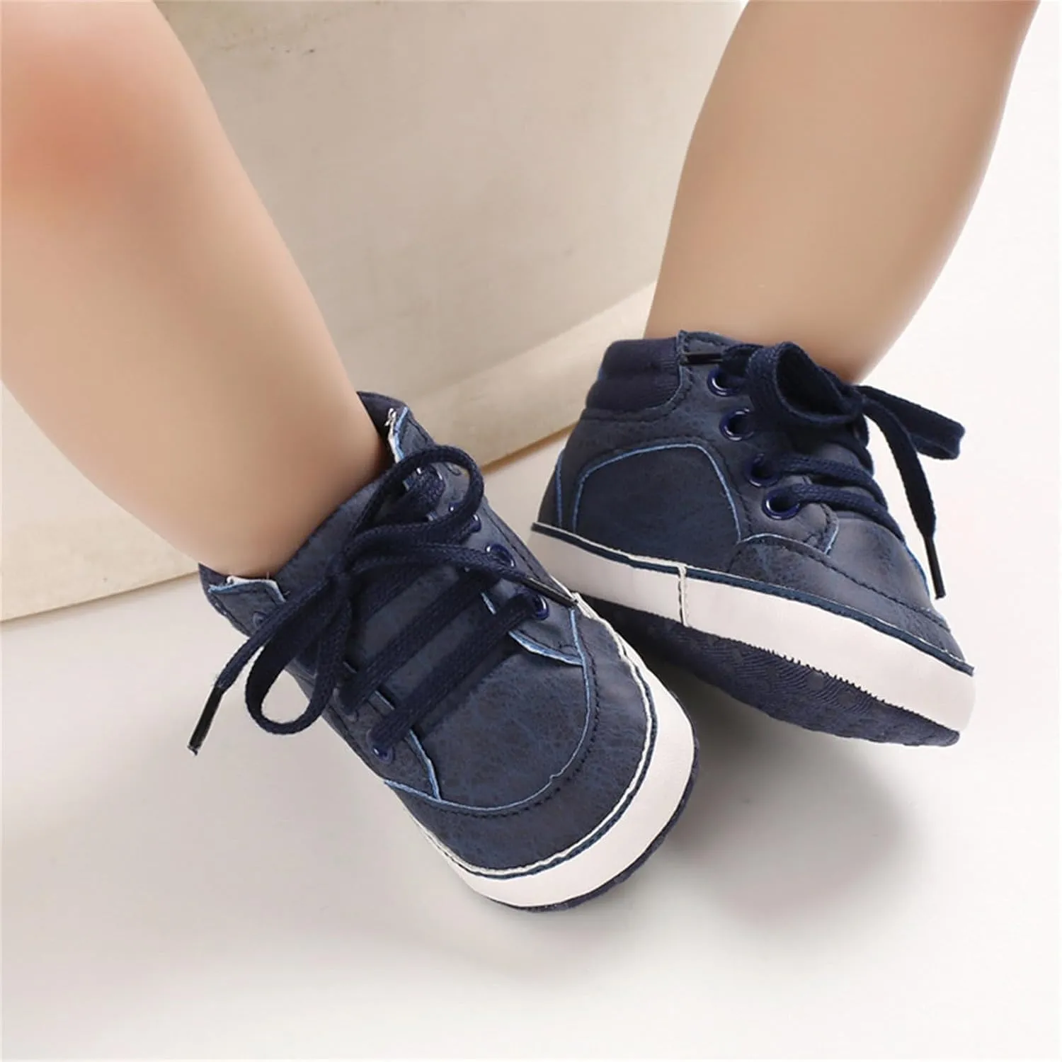 Baby Boys Girls High Top Ankle Sneakers Soft Rubber Sole Infant Casual Crib Shoes Toddler First Walking Shoes