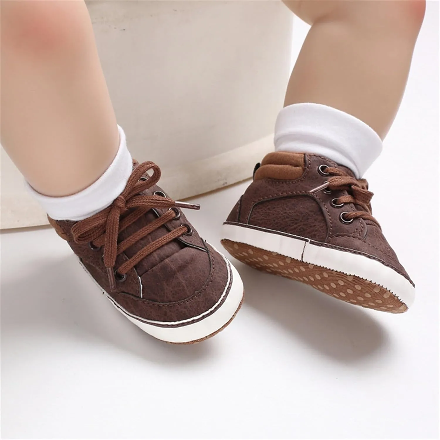 Baby Boys Girls High Top Ankle Sneakers Soft Rubber Sole Infant Casual Crib Shoes Toddler First Walking Shoes