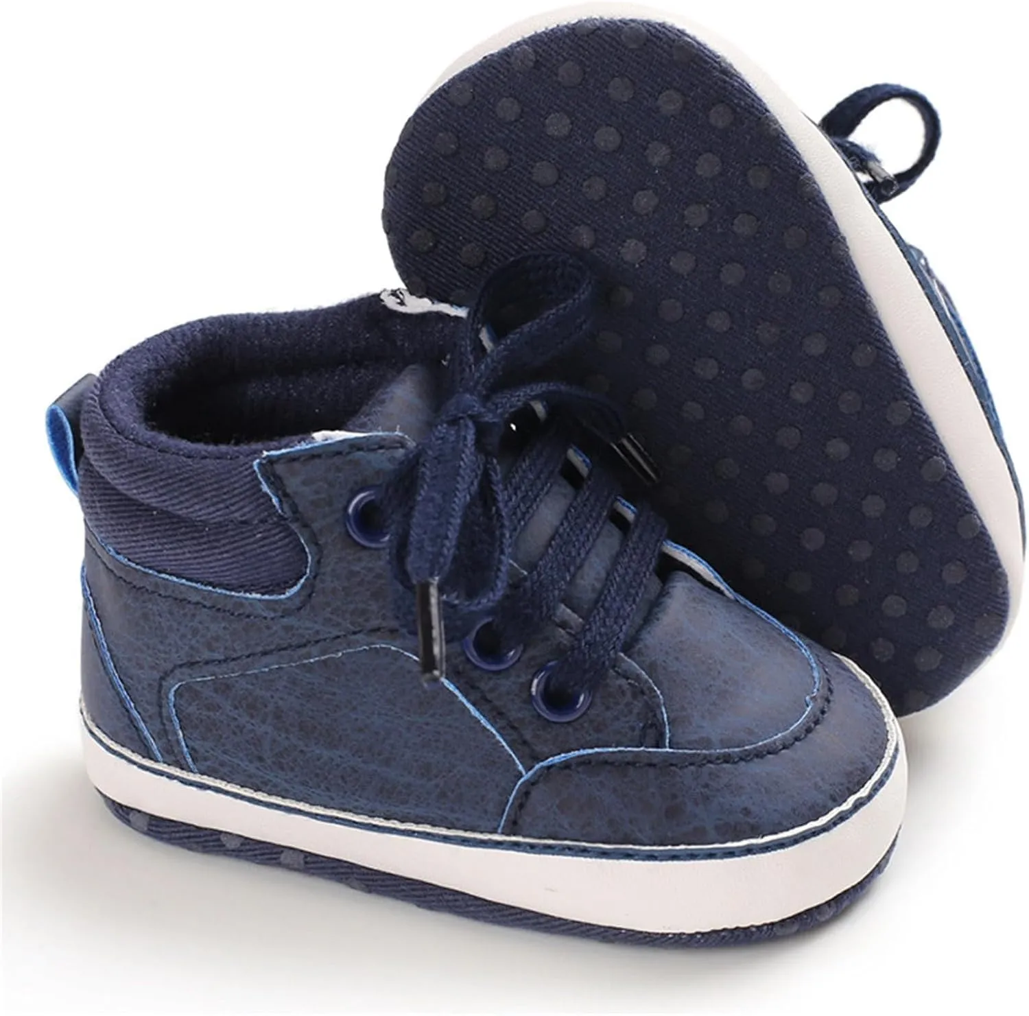 Baby Boys Girls High Top Ankle Sneakers Soft Rubber Sole Infant Casual Crib Shoes Toddler First Walking Shoes