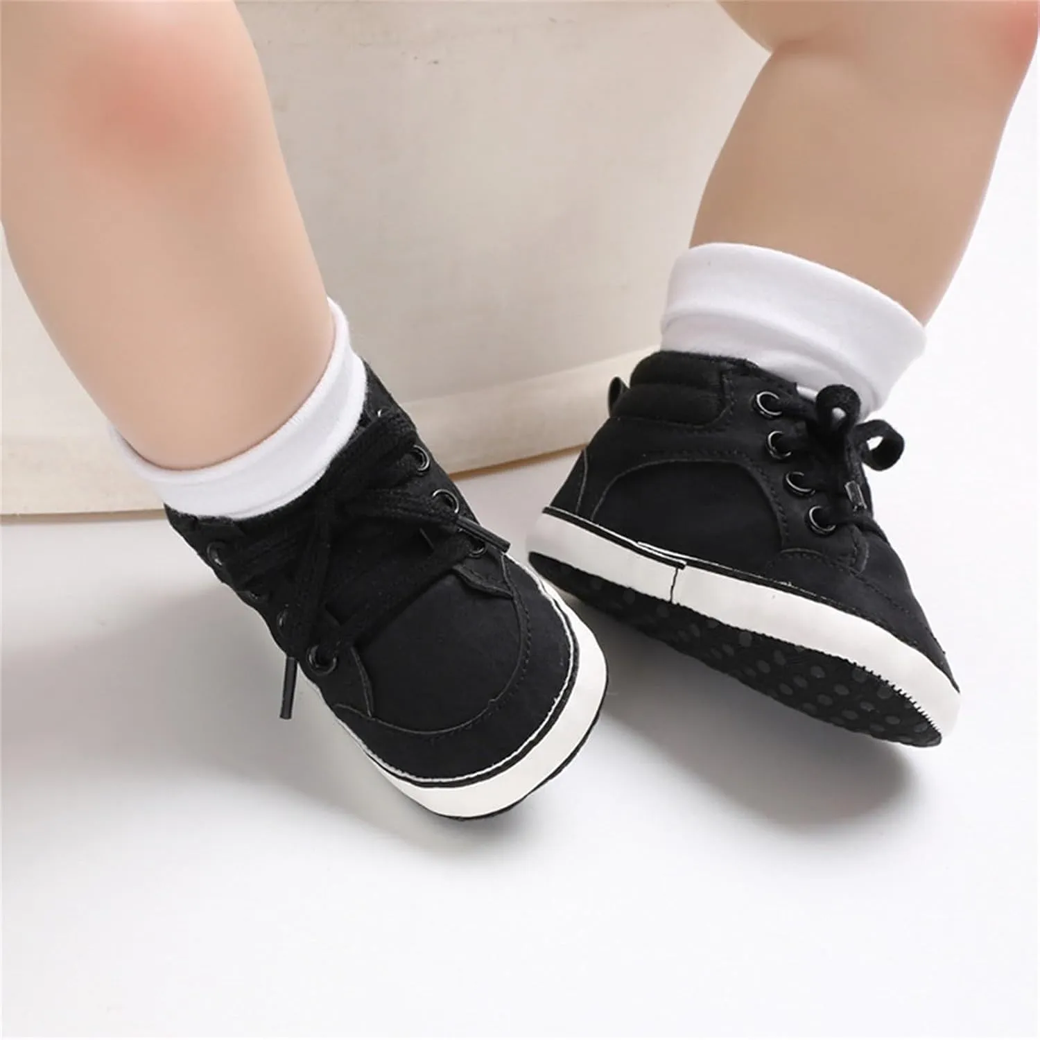 Baby Boys Girls High Top Ankle Sneakers Soft Rubber Sole Infant Casual Crib Shoes Toddler First Walking Shoes