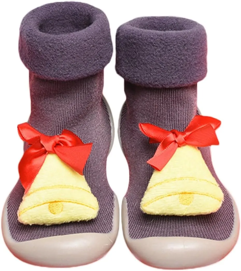 Baby Christmas Sock Shoes Cartoon Soft Rubber Sole Non Slip Indoor Floor Slipper First Walking Trainers Shoes