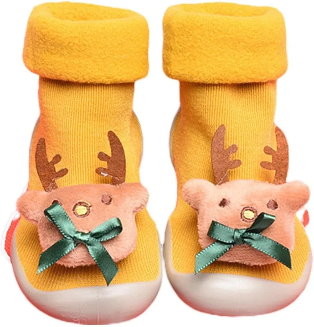 Baby Christmas Sock Shoes Cartoon Soft Rubber Sole Non Slip Indoor Floor Slipper First Walking Trainers Shoes