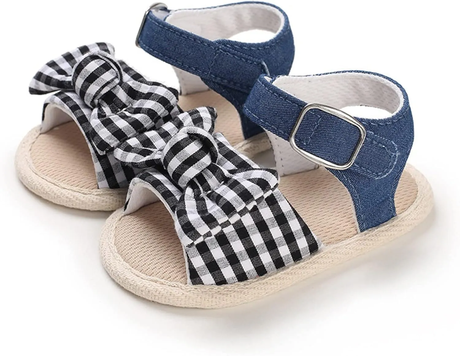 Baby Girl Bowknot Sandals Toddler Infant Soft Open Toe Sandals Beach Flats Anti Slip Softy Shoes With Ankle Strap