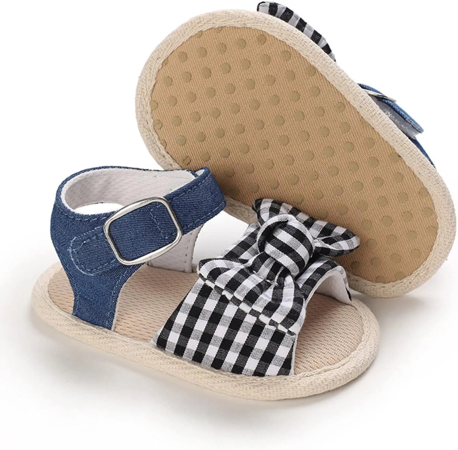 Baby Girl Bowknot Sandals Toddler Infant Soft Open Toe Sandals Beach Flats Anti Slip Softy Shoes With Ankle Strap