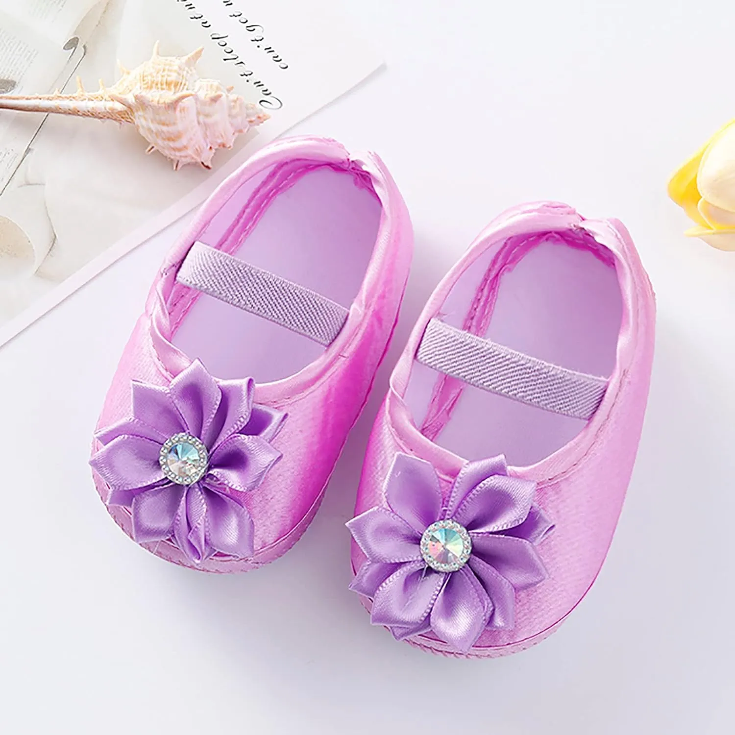 Baby Girl Flower Princes Shoes Soft Sole Mary Jane Flat Wedding Party Dress Crib Shoes Non-slip Toddler First Walkers