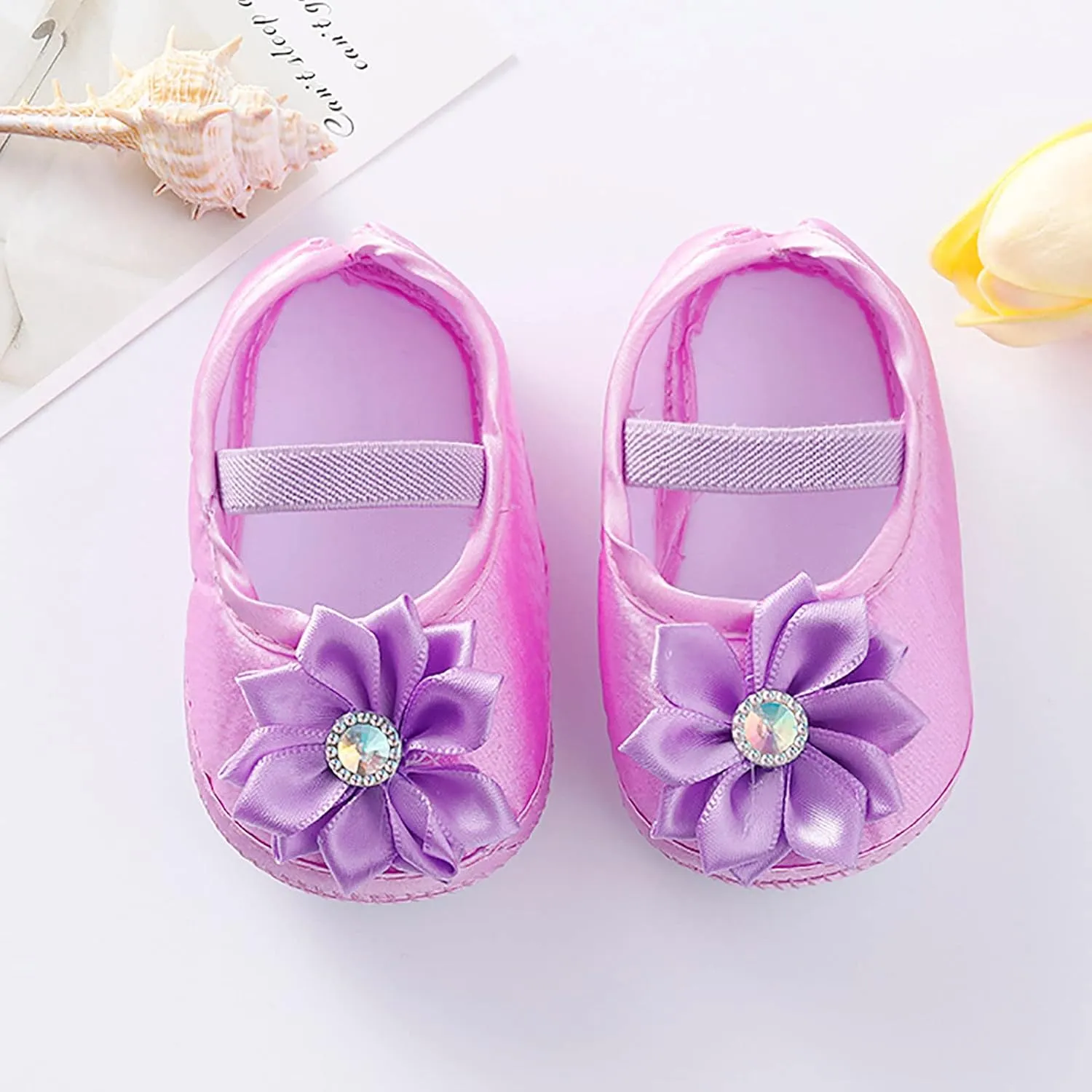 Baby Girl Flower Princes Shoes Soft Sole Mary Jane Flat Wedding Party Dress Crib Shoes Non-slip Toddler First Walkers
