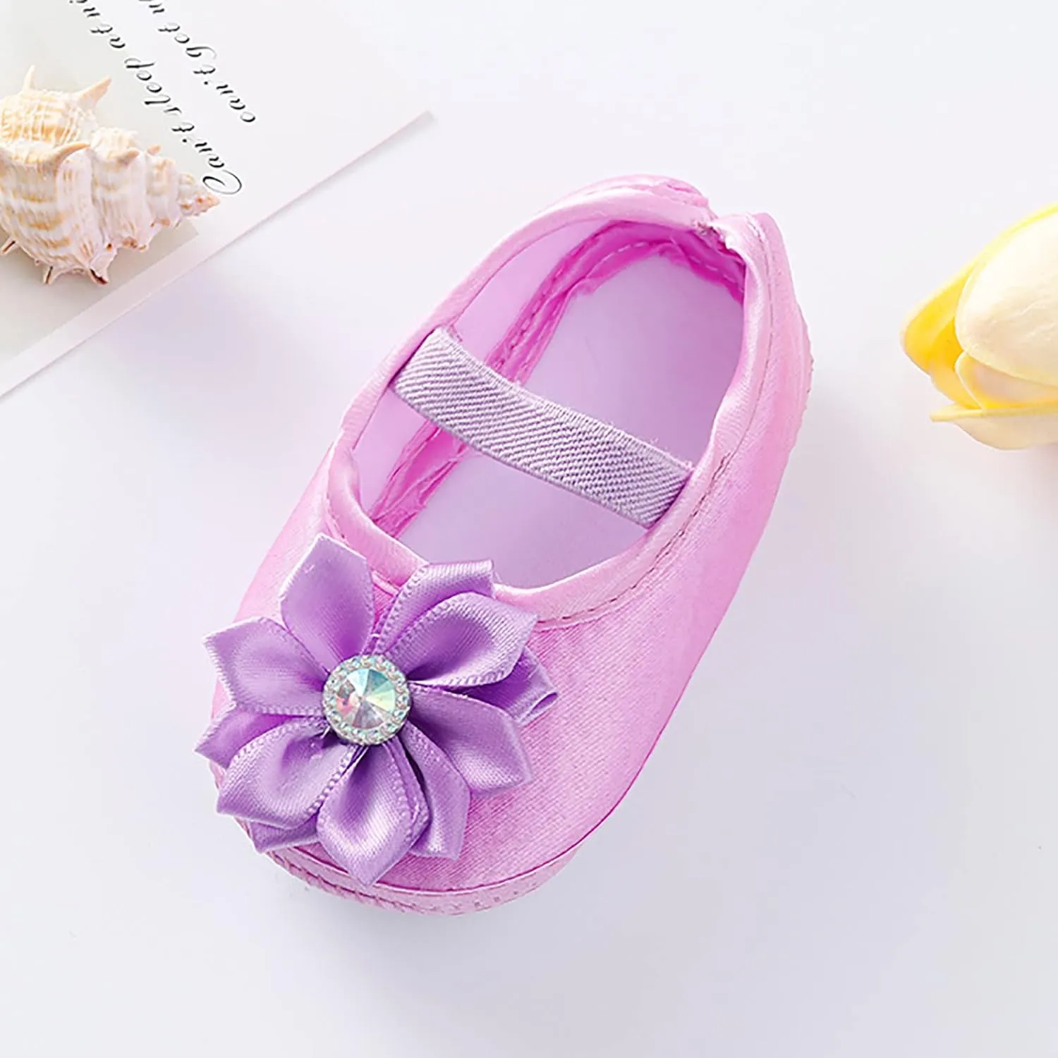 Baby Girl Flower Princes Shoes Soft Sole Mary Jane Flat Wedding Party Dress Crib Shoes Non-slip Toddler First Walkers