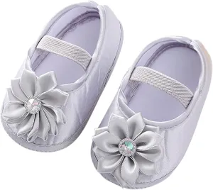 Baby Girl Flower Princes Shoes Soft Sole Mary Jane Flat Wedding Party Dress Crib Shoes Non-slip Toddler First Walkers