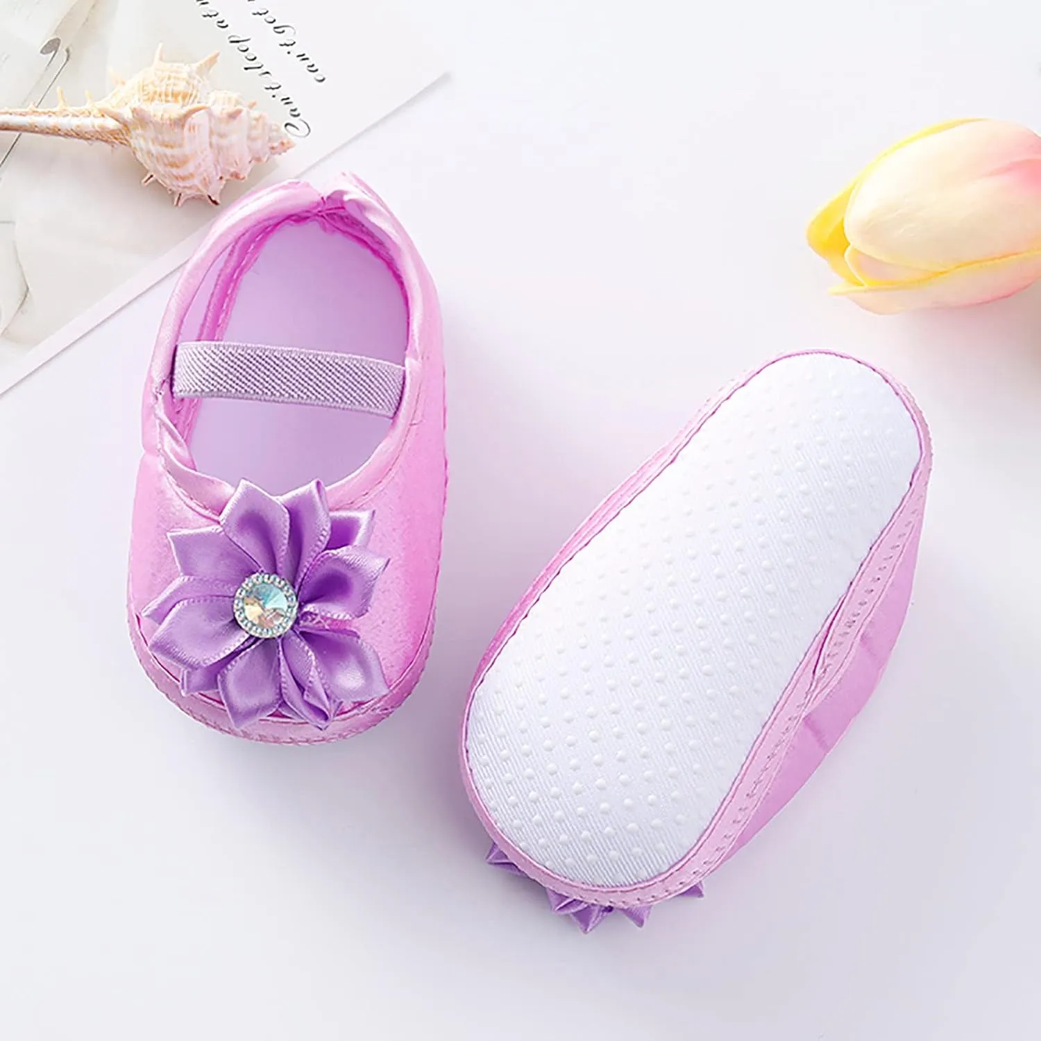 Baby Girl Flower Princes Shoes Soft Sole Mary Jane Flat Wedding Party Dress Crib Shoes Non-slip Toddler First Walkers