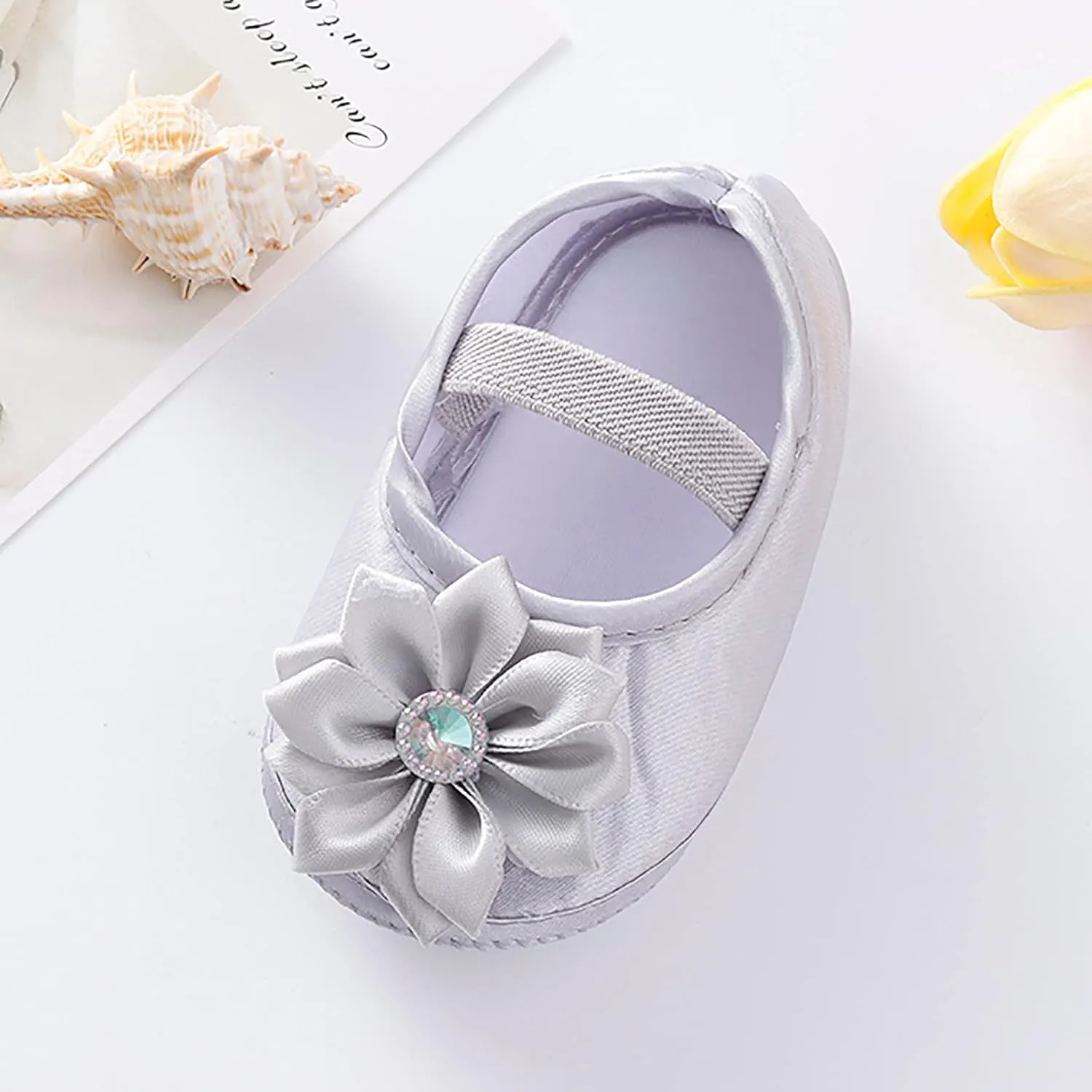 Baby Girl Flower Princes Shoes Soft Sole Mary Jane Flat Wedding Party Dress Crib Shoes Non-slip Toddler First Walkers
