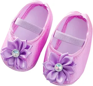 Baby Girl Flower Princes Shoes Soft Sole Mary Jane Flat Wedding Party Dress Crib Shoes Non-slip Toddler First Walkers