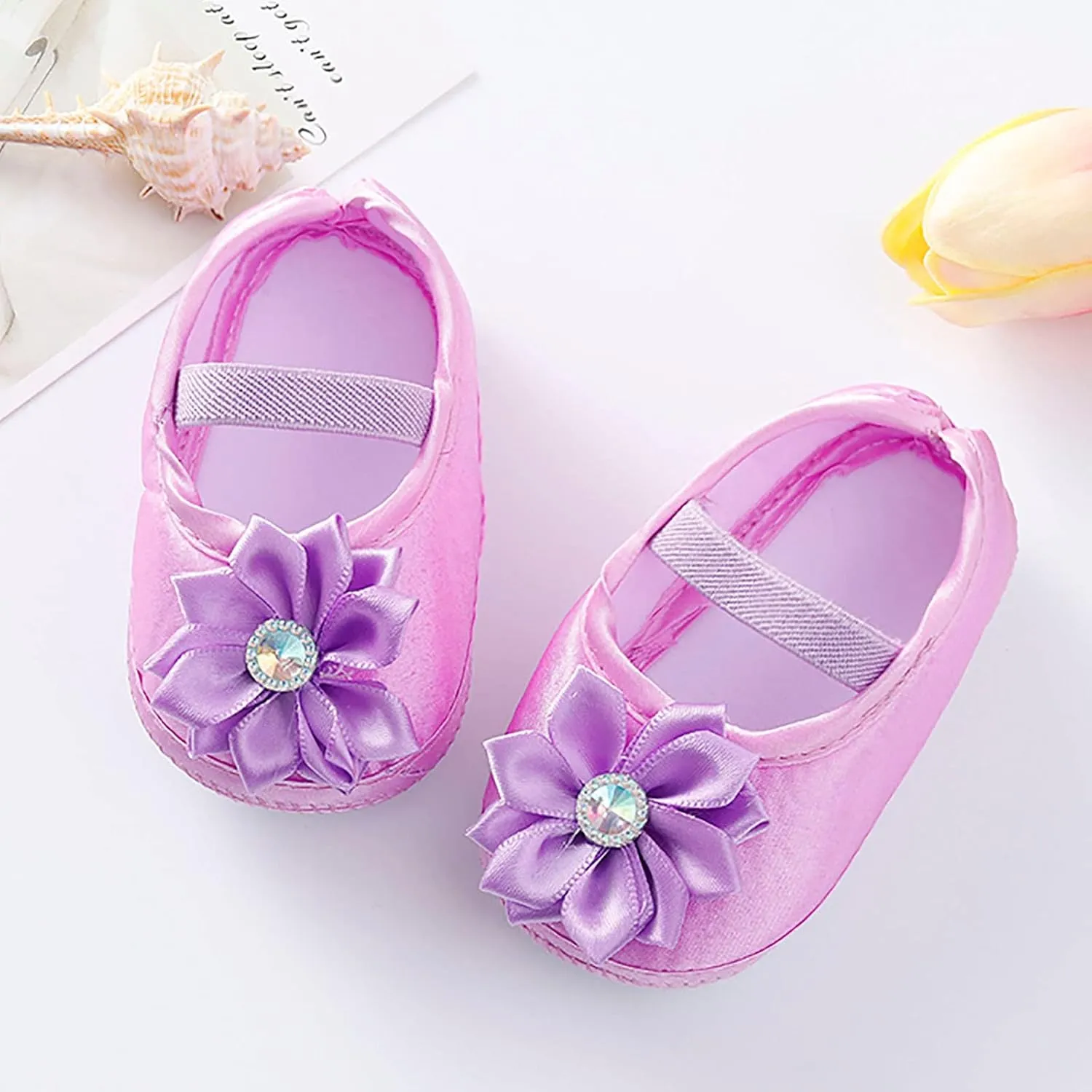 Baby Girl Flower Princes Shoes Soft Sole Mary Jane Flat Wedding Party Dress Crib Shoes Non-slip Toddler First Walkers