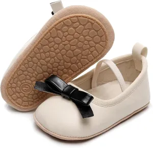 Baby Girl Mary Jane Flats Shoes Non Slip Soft Sole First Walker Shoes Bowknot Baptism Wedding Princess Crib Shoes