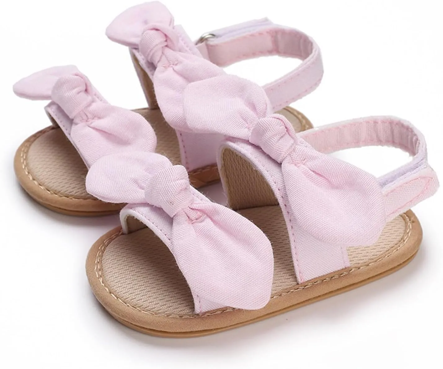Baby Girl Sandals Toddler Infant Soft Open Toe Pink Bowknot Sandals Beach Flats Anti Slip Shoes With Elastic Strap