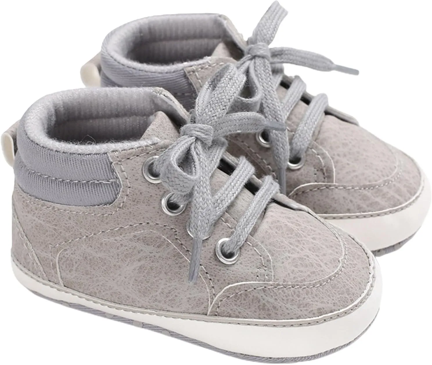 Baby Girls Boys High Top Shoes Soft Anti-Slip Sole Newborn First ?alkers Lace up Canvas Denim Unisex Sneaker