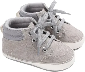 Baby Girls Boys High Top Shoes Soft Anti-Slip Sole Newborn First ?alkers Lace up Canvas Denim Unisex Sneaker