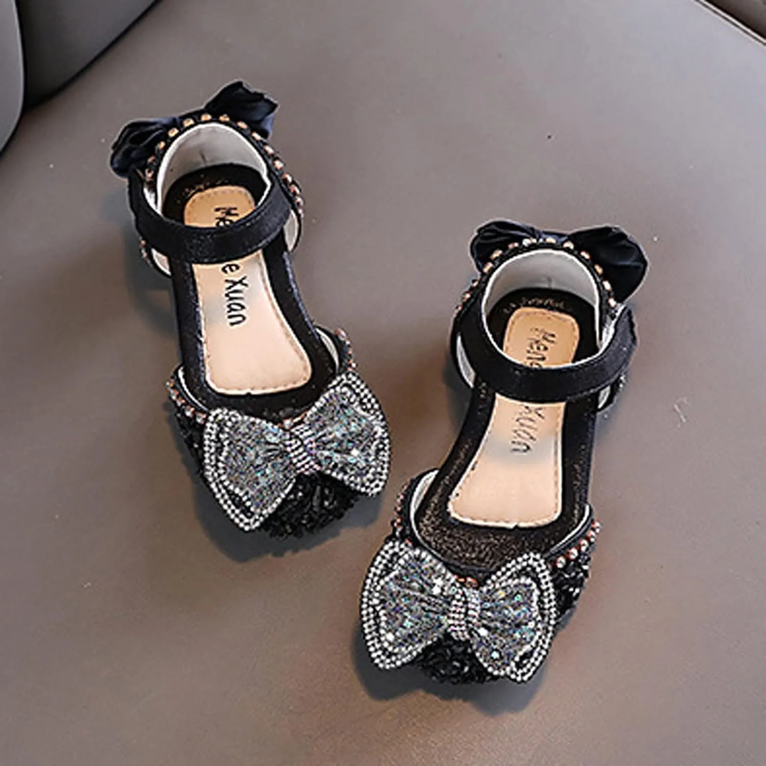 Baby Girls Dress Shoes Bow Pearl Pu Leather Ankle Princess Sandals Kids Dance Ballet Non Slip Light Breathable Shoes