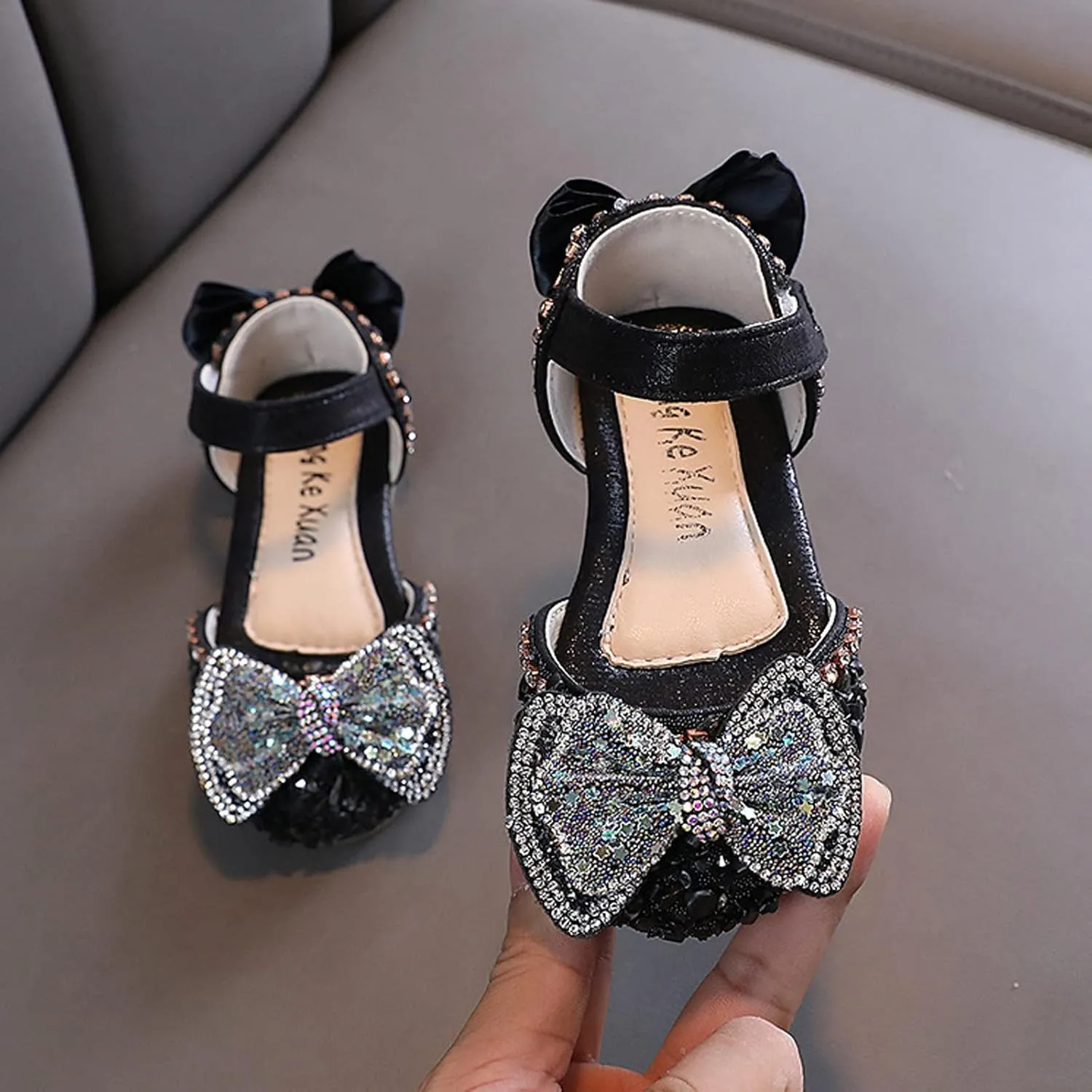 Baby Girls Dress Shoes Bow Pearl Pu Leather Ankle Princess Sandals Kids Dance Ballet Non Slip Light Breathable Shoes