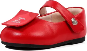 Baby Girls Mary Jane Flats Dress Shoes Rubber Sole with Bownot Red218