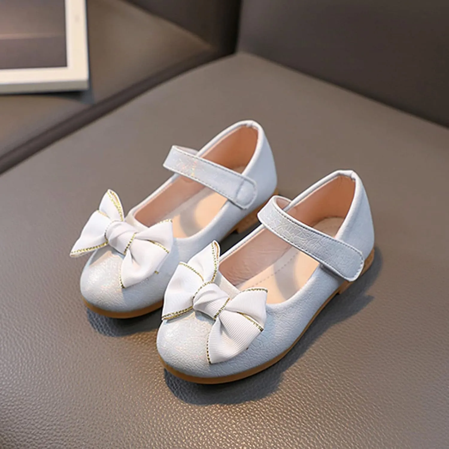 Baby Girl's Mary Jane Sandals Casual Shoes Flat Bottom Lightweight Fashion Bow-Front Mary Janes School Oxford Loafers Cute Sandal Shoes