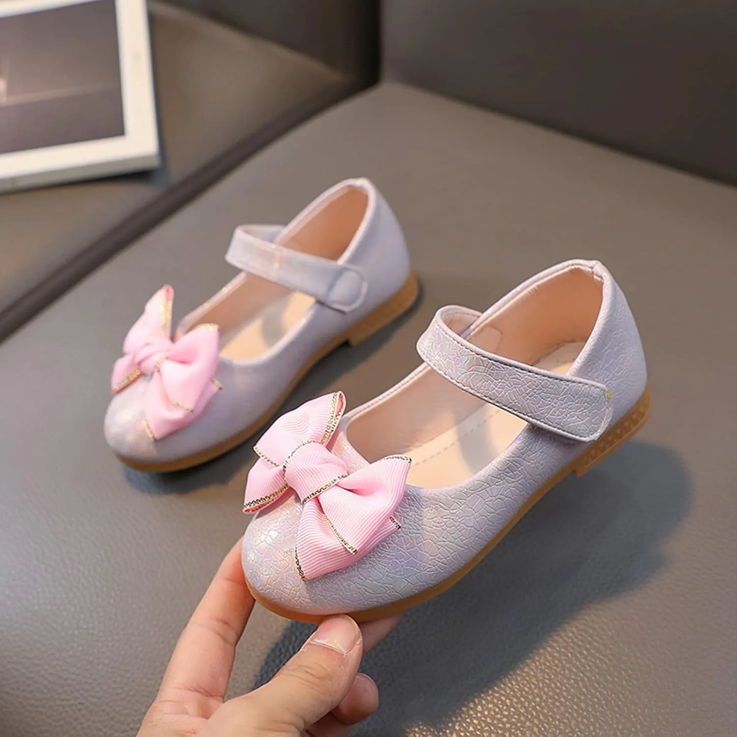 Baby Girl's Mary Jane Sandals Casual Shoes Flat Bottom Lightweight Fashion Bow-Front Mary Janes School Oxford Loafers Cute Sandal Shoes