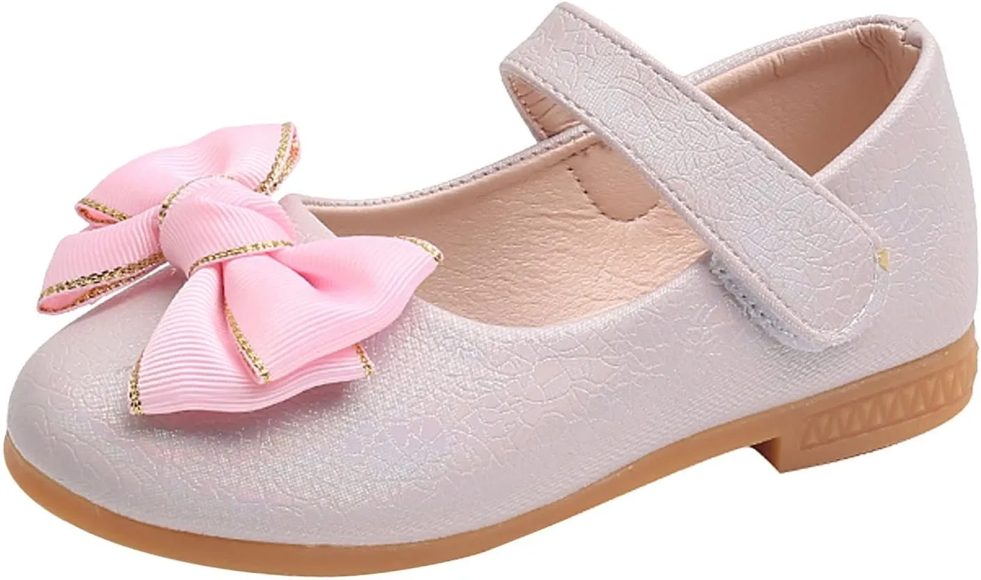 Baby Girl's Mary Jane Sandals Casual Shoes Flat Bottom Lightweight Fashion Bow-Front Mary Janes School Oxford Loafers Cute Sandal Shoes