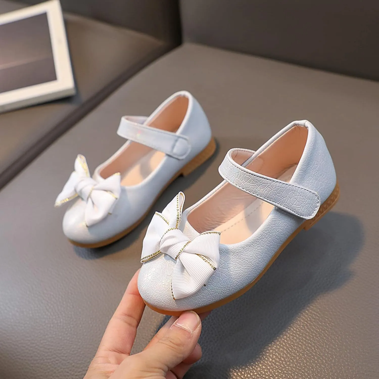 Baby Girl's Mary Jane Sandals Casual Shoes Flat Bottom Lightweight Fashion Bow-Front Mary Janes School Oxford Loafers Cute Sandal Shoes