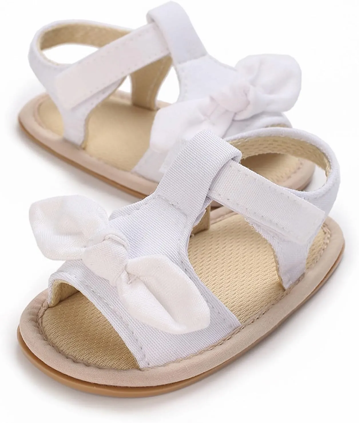 Baby Girl's Open Toe Flat Sandals Summer Casual Toddler Sandals Shoes Soft Sole Anti Slip White Sneakers Girls