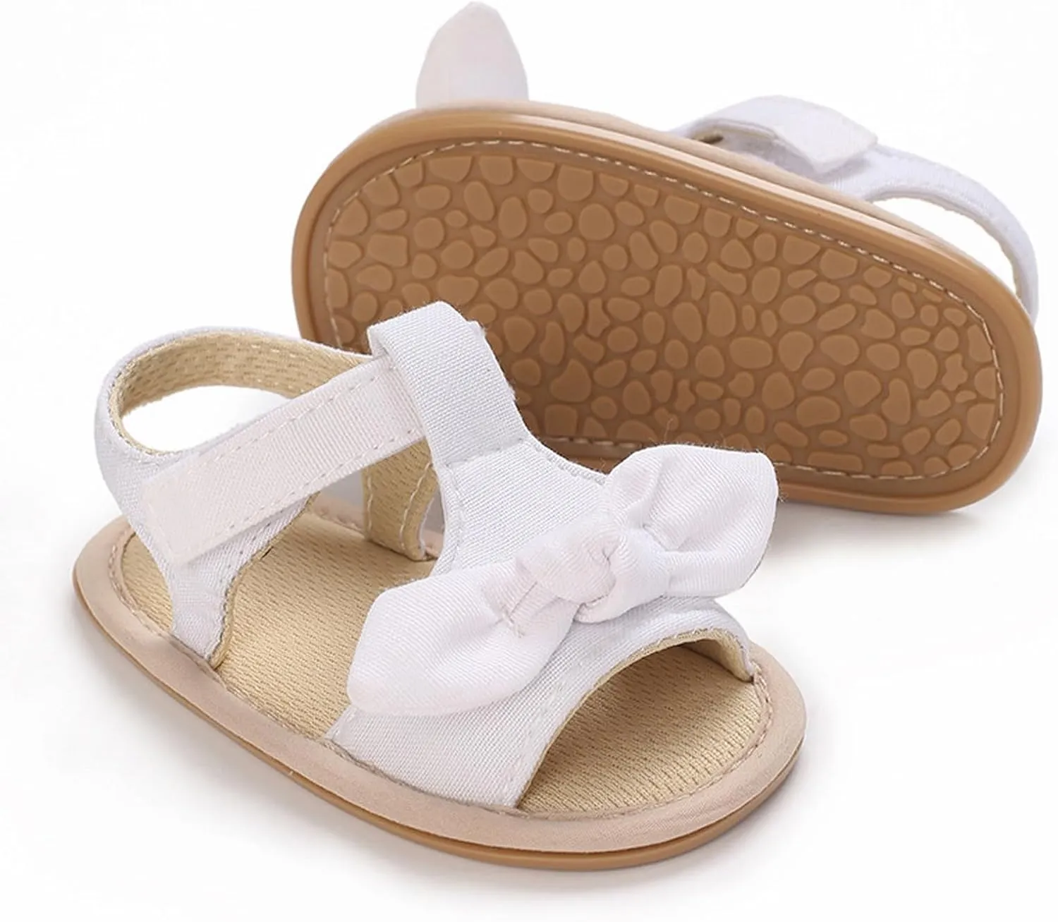 Baby Girl's Open Toe Flat Sandals Summer Casual Toddler Sandals Shoes Soft Sole Anti Slip White Sneakers Girls