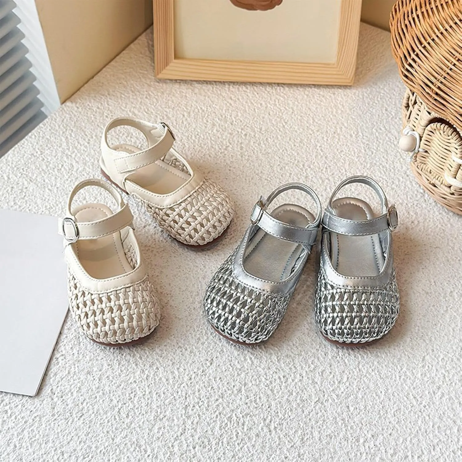 Baby Sandals for Girls Breathable Princess Flat Shoes with Cushioned Soft Sole, Summer Outdoor Playtime Toddler Footwear