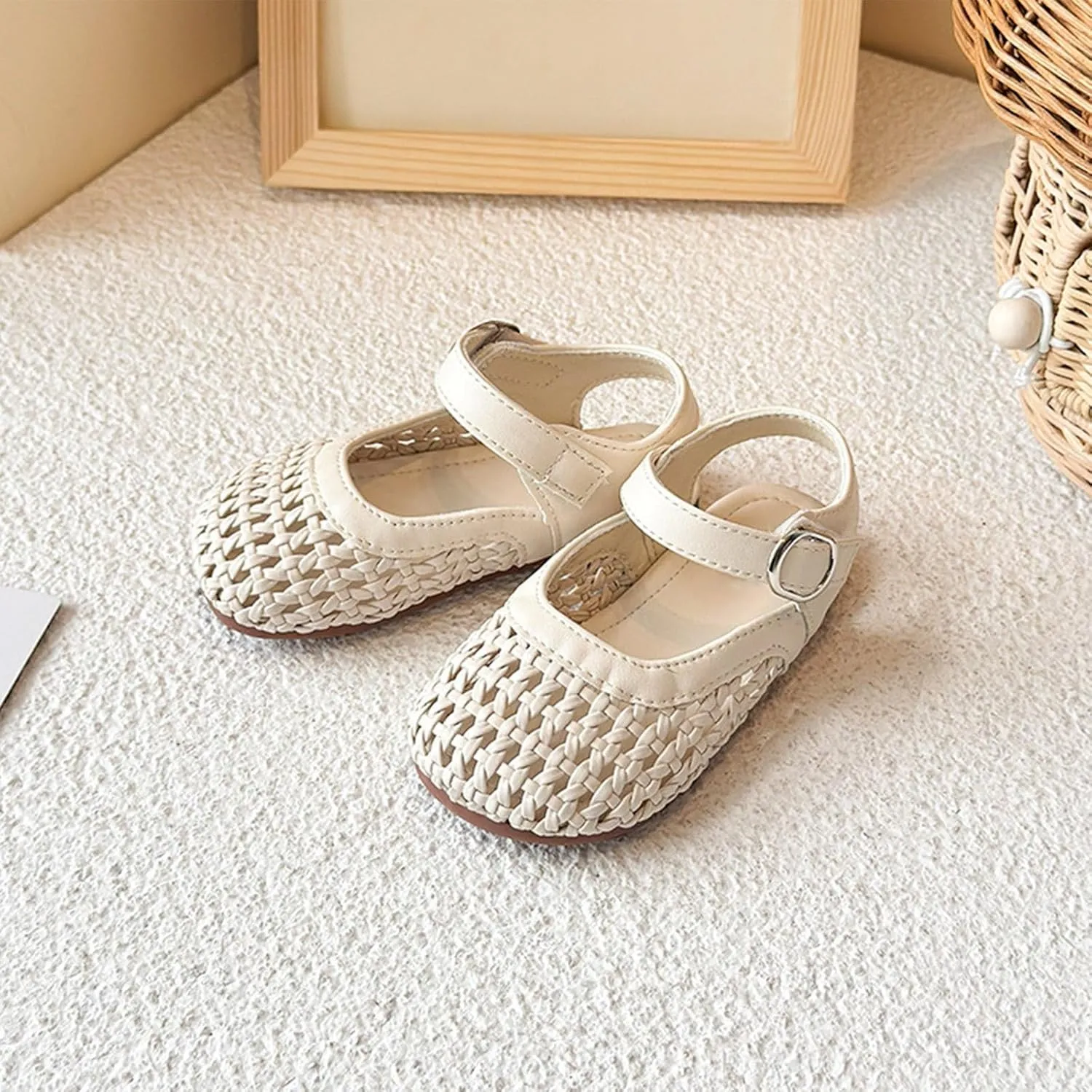 Baby Sandals for Girls Breathable Princess Flat Shoes with Cushioned Soft Sole, Summer Outdoor Playtime Toddler Footwear