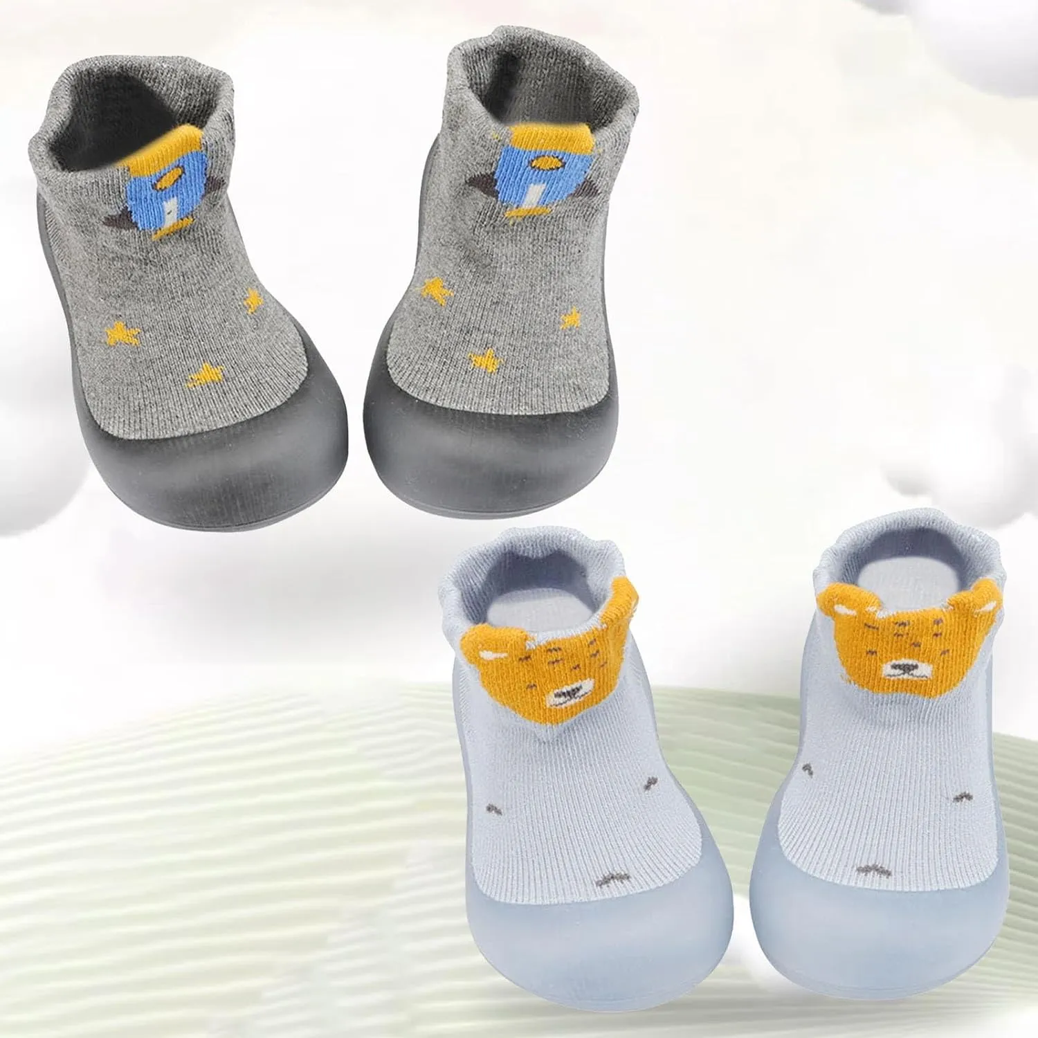 Baby Slippers 6to12 Months Toddler Baby Girls Boys Sock Shoe Elastic Indoor Slipper Infant First Cats Soft Sole Rubber Shoes Baby Mesh Shoes