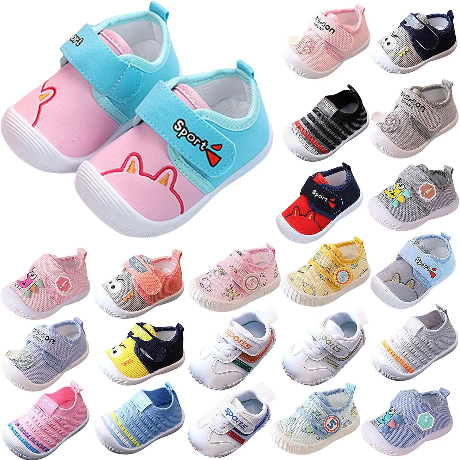 Baby Sneakers Newborn Cartoon Soft Anti-Slip Sole Sport Shoes First Walking Breathable Athletic Running Shoes