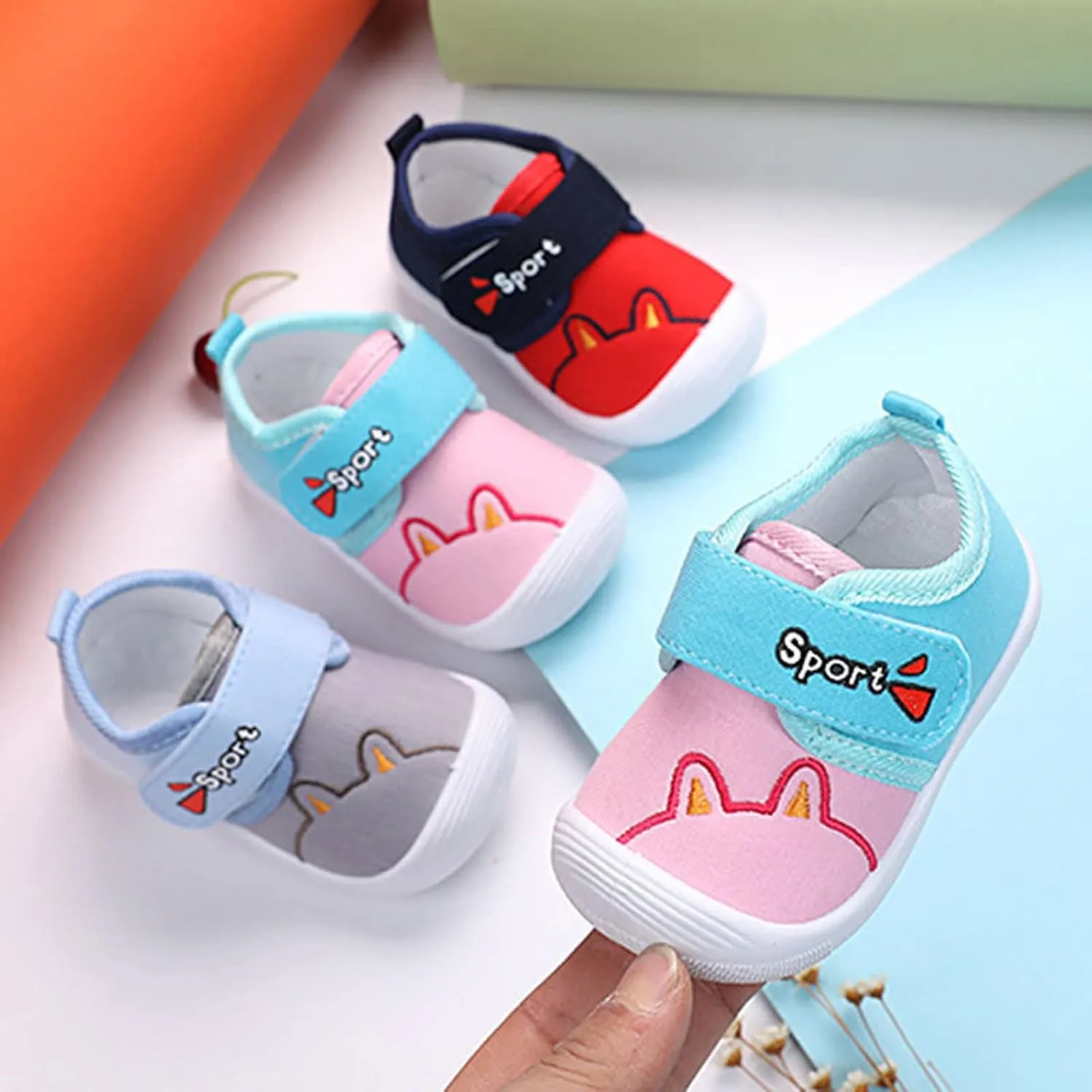 Baby Sneakers Newborn Cartoon Soft Anti-Slip Sole Sport Shoes First Walking Breathable Athletic Running Shoes