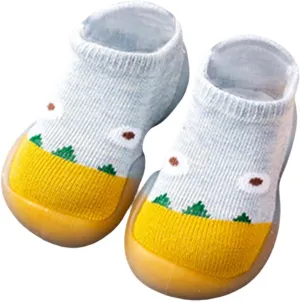 Baby Sock Shoes Cartoon Prints Soft Rubber Sole Non Slip Indoor Floor Slipper for Boys Girls First Walking Shoes