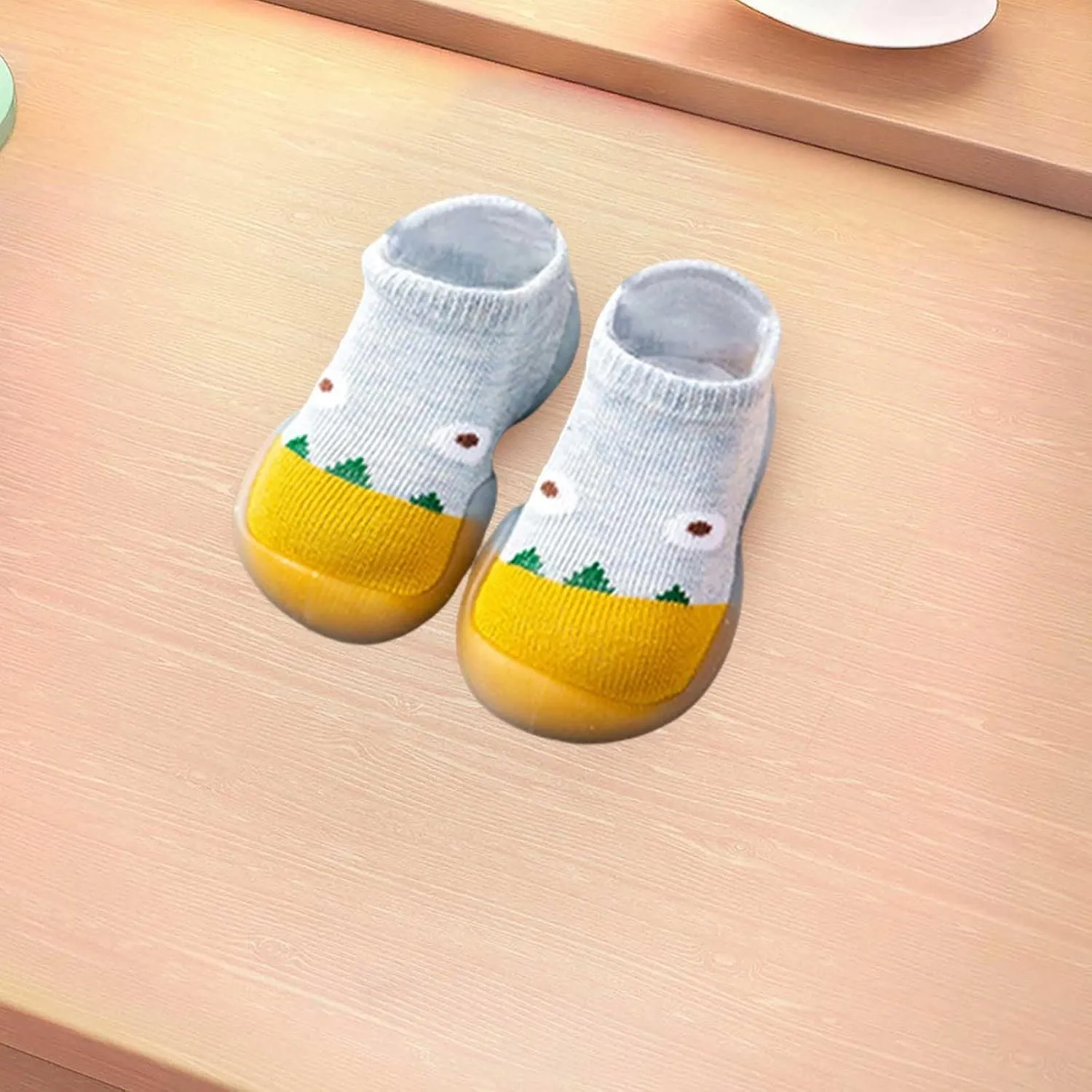 Baby Sock Shoes Cartoon Prints Soft Rubber Sole Non Slip Indoor Floor Slipper for Boys Girls First Walking Shoes
