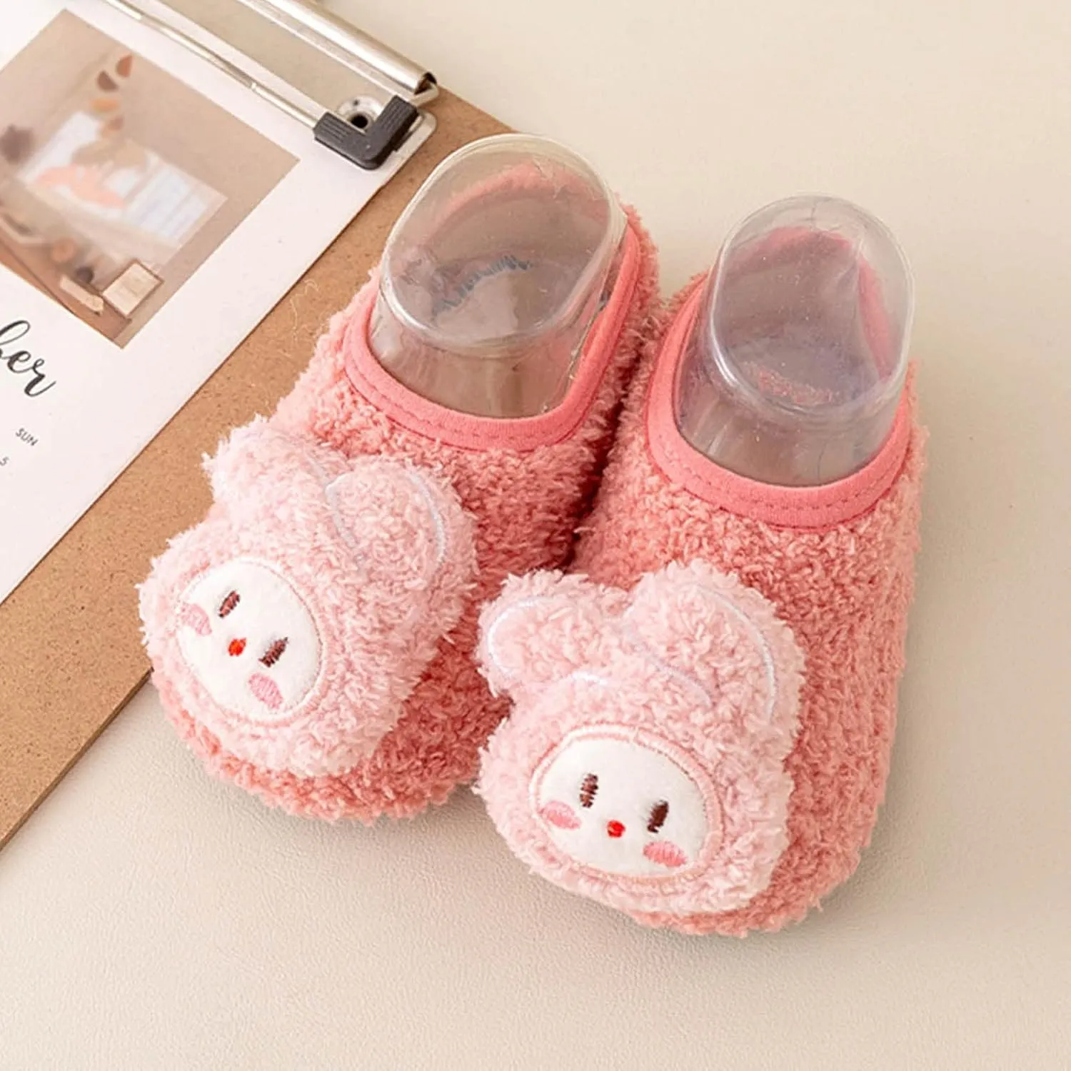 Baby Sock Shoes Cute Bear Warm Slippers Boys Girls First Walking Shoes Non-Slip Slippers Soft Sole Sneakers Shoe