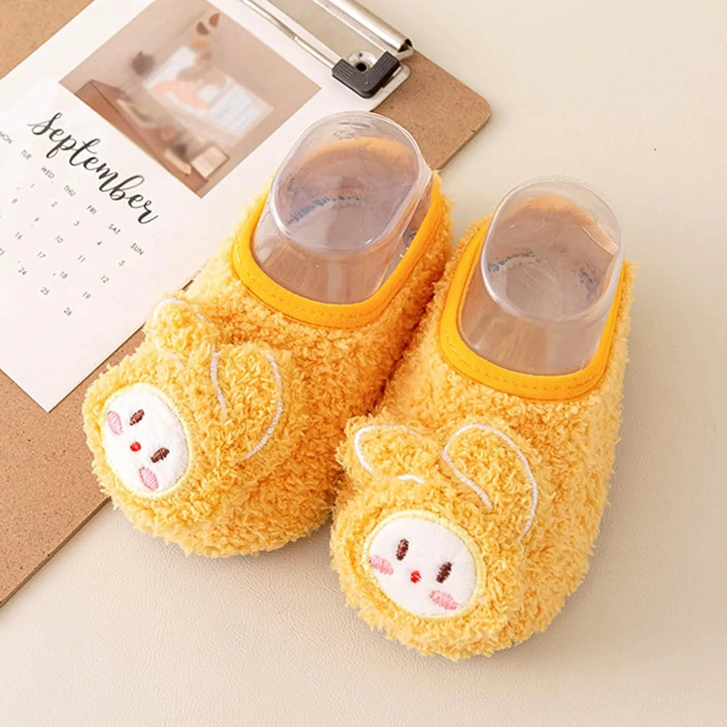 Baby Sock Shoes Cute Bear Warm Slippers Boys Girls First Walking Shoes Non-Slip Slippers Soft Sole Sneakers Shoe