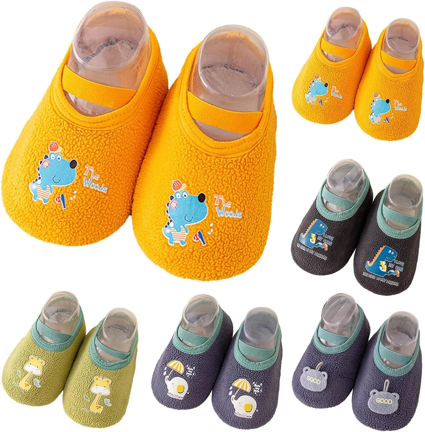 Baby Sock Shoes Cute Printing Warm Slippers Boys Girls First Walking Shoes Non-Slip Slippers Soft Sole Little Baby