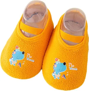 Baby Sock Shoes Cute Printing Warm Slippers Boys Girls First Walking Shoes Non-Slip Slippers Soft Sole Little Baby