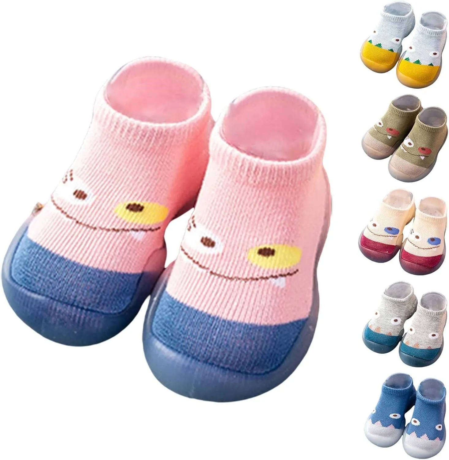 Baby Sock Shoes Toddler Cartoon Pattern Soft Rubber Sole Non Slip Floor Slipper for Boys Girls First Walking