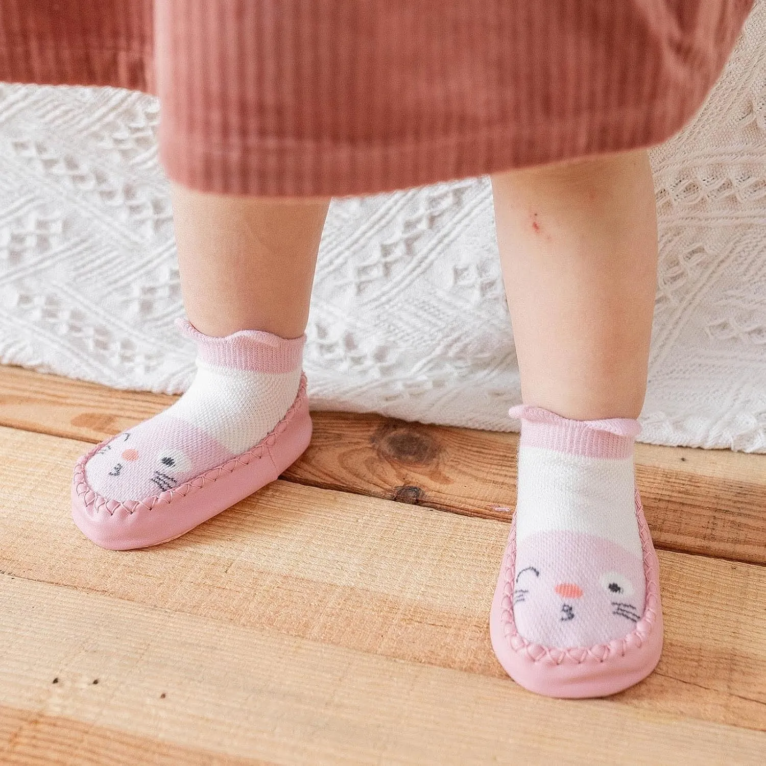 Baby Sock Shoes Toddler Cute Soft Rubber Sole Slipper Knit Printing Non Slip Floor Slippers Infant Soft Sole Sneakers
