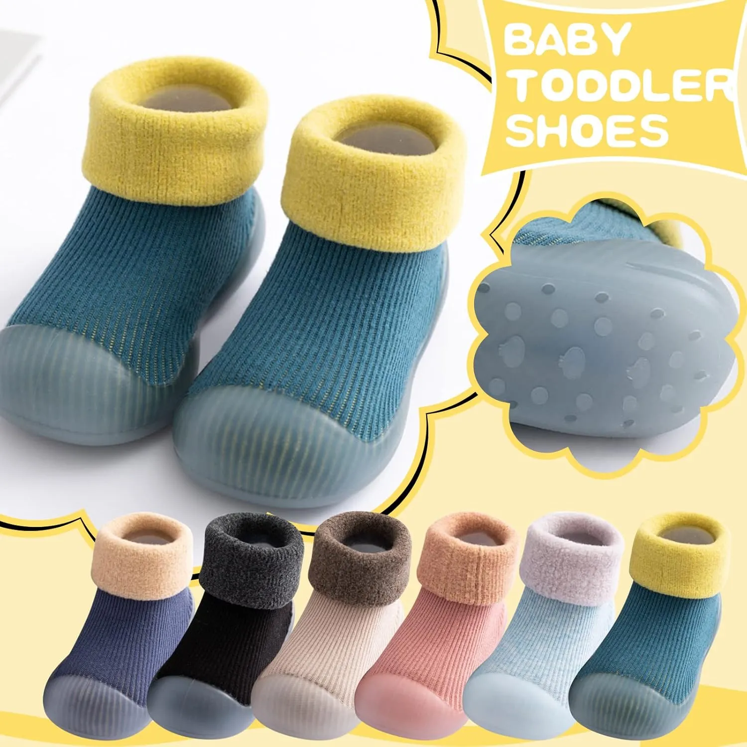 Baby Toddler First Walking Non-?Kid Shoes Boys Girls Soft Sole Breathable Knit Mesh Socks Shoes Slip on Slippers